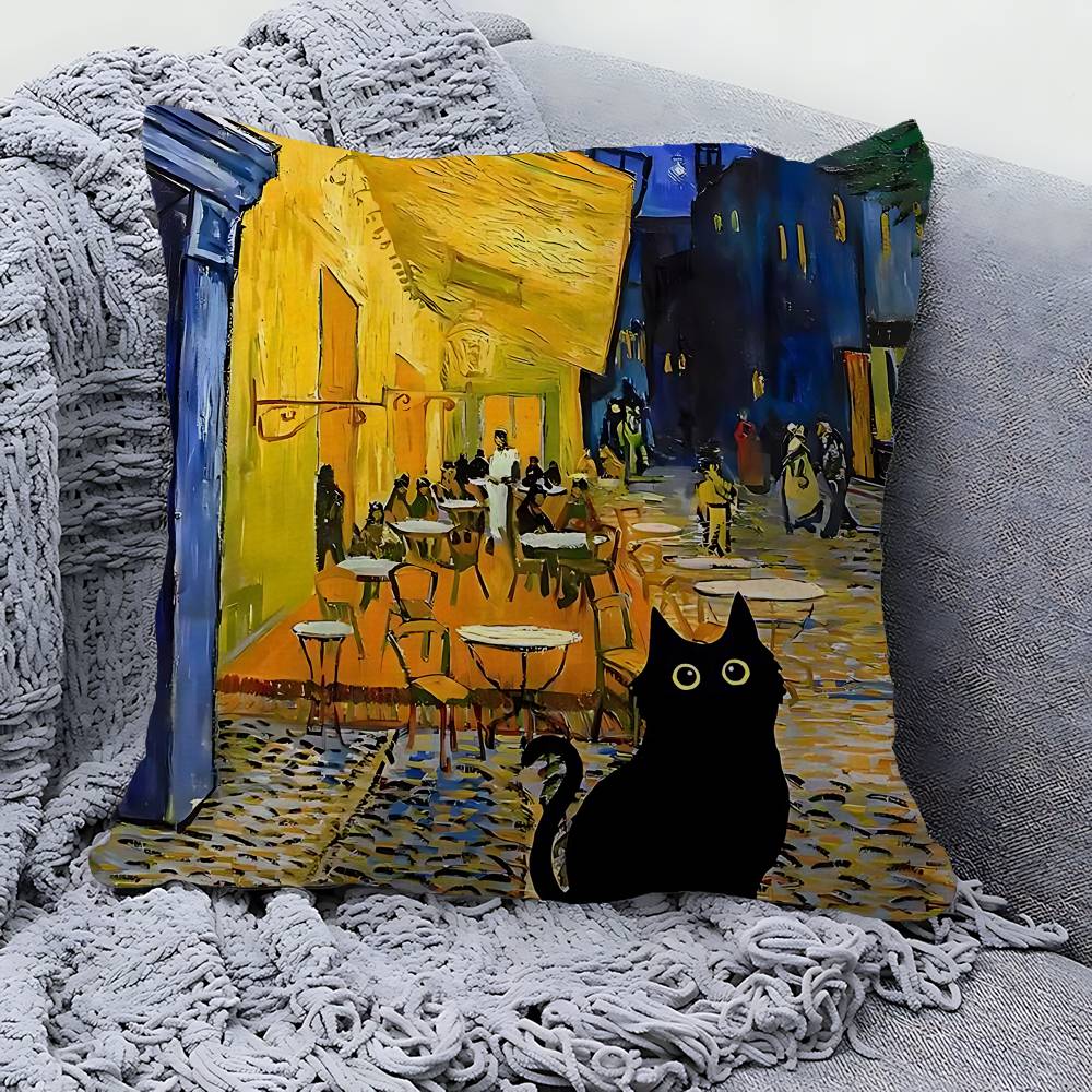 Наволочки Подсолнухи Черный Кот Домашнее Постельное Белье Декоративная Наволочка Свадьба Супер Мягкая Наволочка