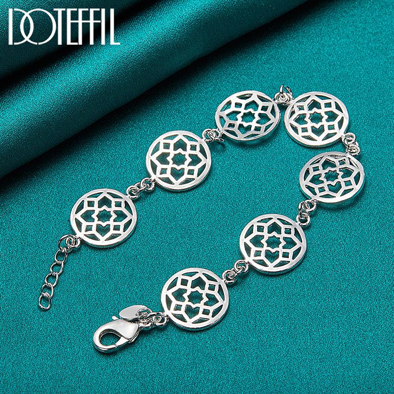 Браслет с круглым узором, романтический подарок, серебряные ювелирные изделия