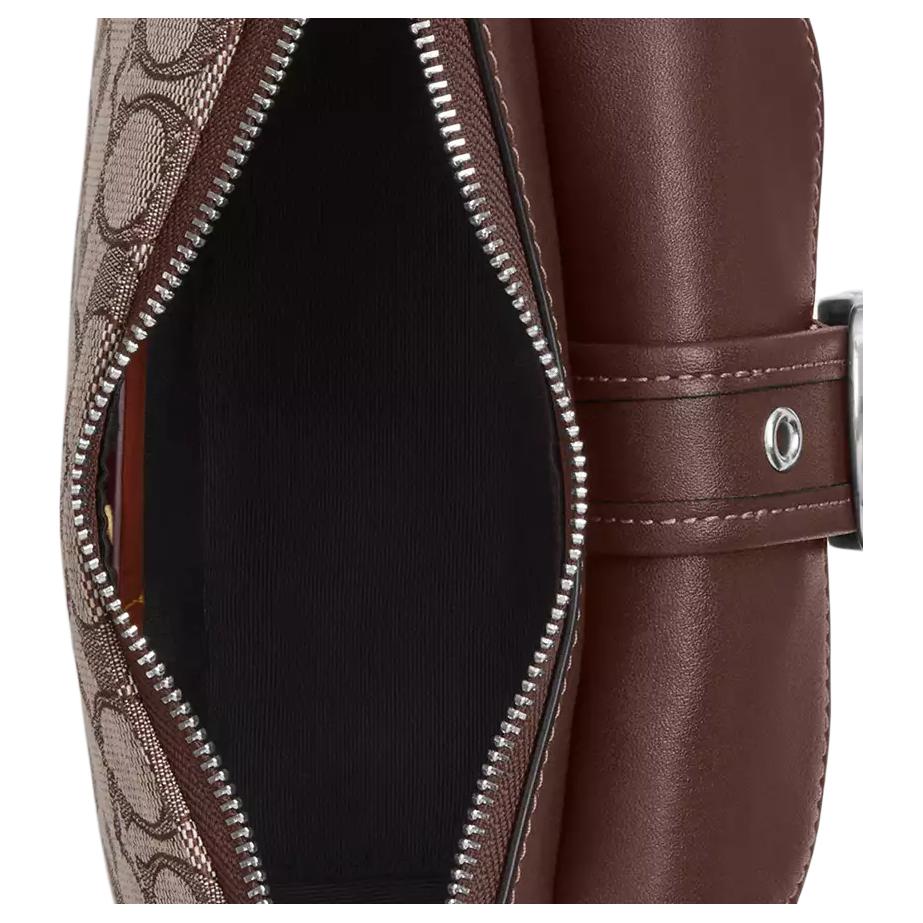 Coach Аштон 20 Серебряная пряжка Жаккардовый логотип Гладкая овечья кожа Сумка через плечо Маленькая женская сумка через плечо CDB18-SVS8S