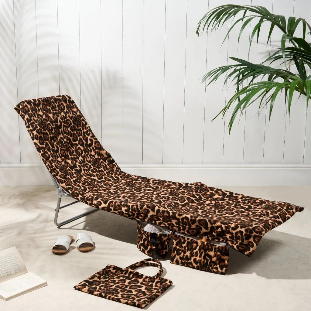 Microfiber Beach Towel Beach Chair Cover Adults Quick-drying Beach Towel Absorbent Chair Cover Outdoor Towel with Pockets