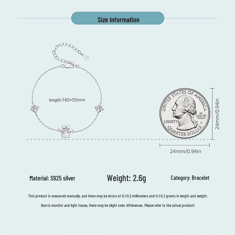 Инь Цзыюнь Изысканный опаловый браслет из серебра S925 с отпечатком кошачьей лапки - Нишевое роскошное ювелирное изделие в подарок