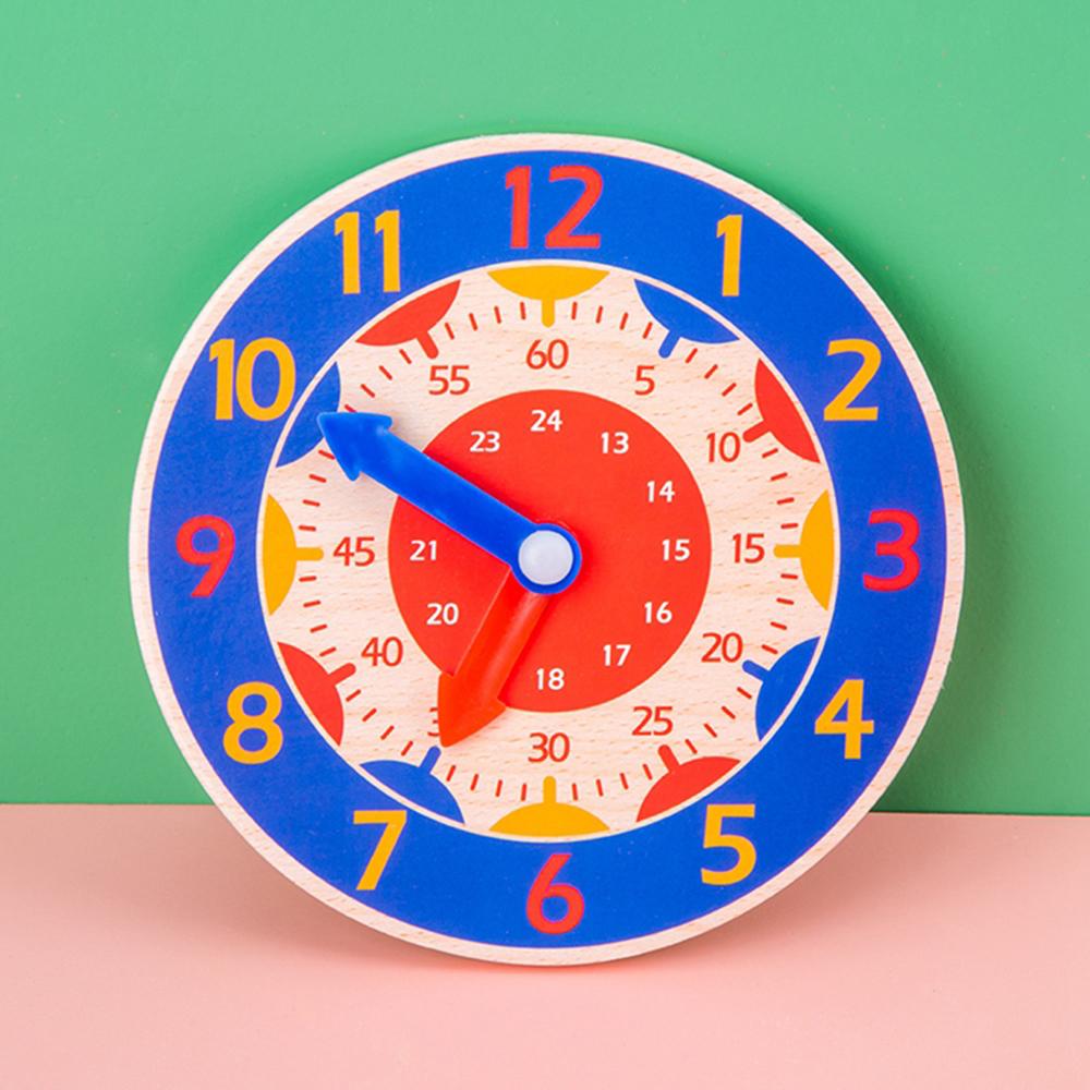 Teaching Hour Minute Second Cognition Learning Clock Kids Time Enlightenment Wooden Clock Toys