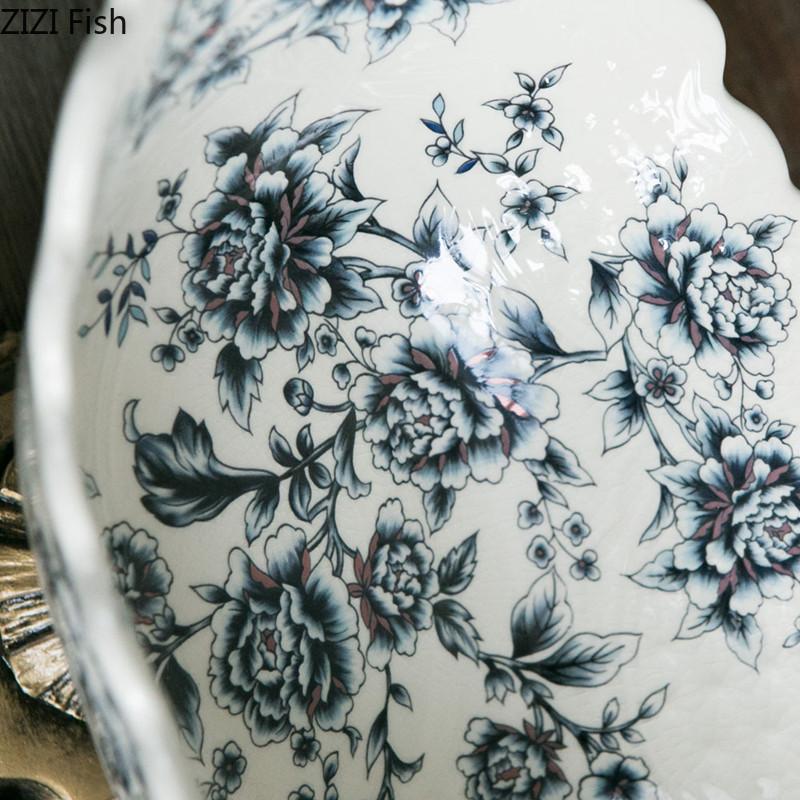 Творческий дом Фруктовая тарелка с высокой ножкой Гостиный столик Тарелка для закусок и конфет Поднос для хранения сухофруктов Американская керамическая посуда