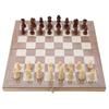 Wooden 3 In 1 Chess & Checkers & Backgammon Folding Board Portable Travel Tabletop Game Toy