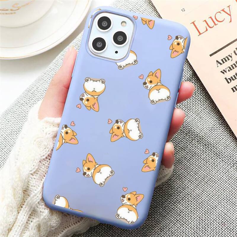 Чехол для телефона с милым щенком корги, яркий цвет, синий для iPhone 11 12 13 pro XS MAX 8 7 6 6S Plus X 5S SE 2020 XR