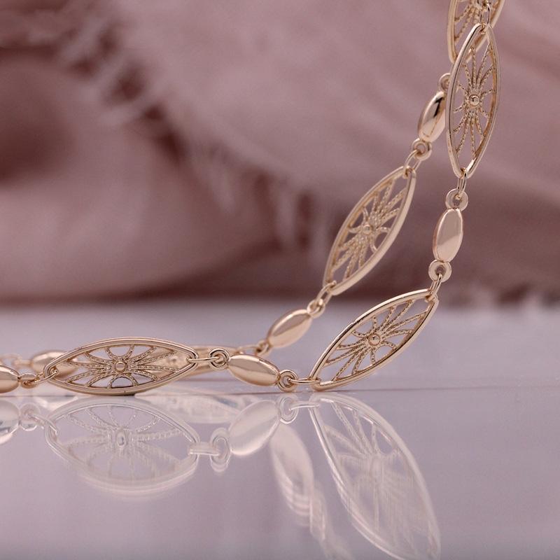 Браслет-цепочка из меди розового золота с узором из лепестков, итальянское ремесло, изысканная, удобная для ношения цепочка