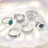 17KM 6-секционный ретро-искусственный изумрудный цвет, смоляная краска, открытое кольцо-манжета, набор из нескольких предметов для путешествий, персонализированные кольца