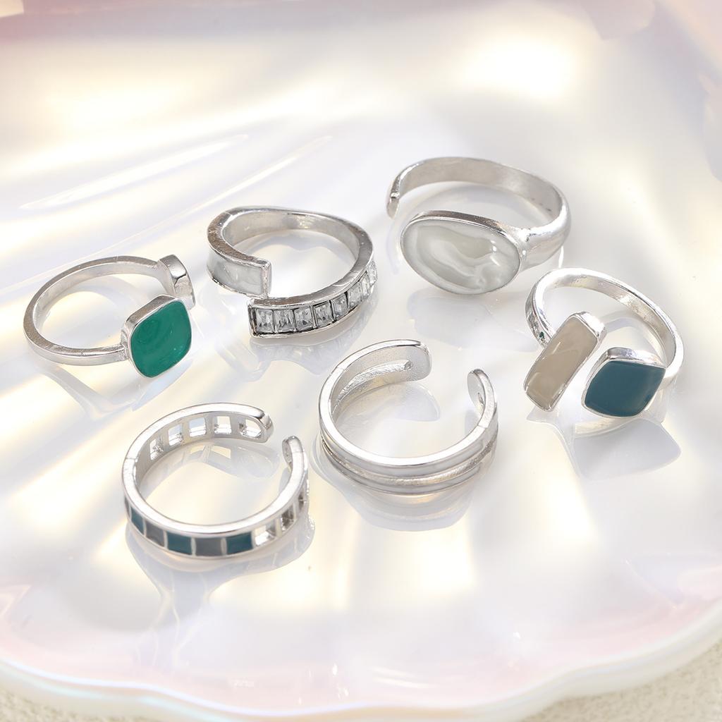 17KM 6-секционный ретро-искусственный изумрудный цвет, смоляная краска, открытое кольцо-манжета, набор из нескольких предметов для путешествий, персонализированные кольца