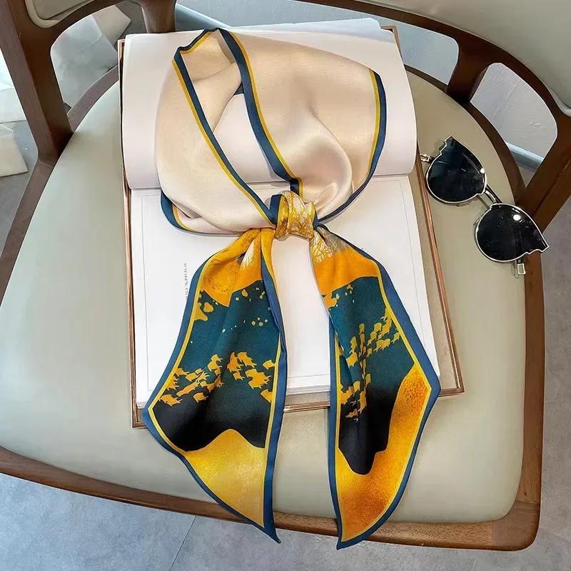 Luxury Design Zebra In Flowers Women Scarf Luxury Silk Scarf Fashion Hair Headband Foulard Skinny Bag Scarves Neckerchief Lady