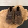 Fur Flower Women Flats Loafers Shoes Warm Cotton Fluffy Slippers 2025 Trend Winter Warm Snow Boots Sneakers Ballet Dance Shoes