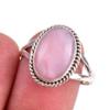 Natural Pink Opal Gemstone 925 Solid Sterling Silver Jewelry Ring Size 8.5 B7Q61