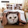 3D Кошка Милый котенок Узор Пододеяльник Кошка Детская Спальня Украшение Кошачий Комплект Постельного Белья Для Женщин Девочек Мальчиков Подарки На Молнии 3 шт
