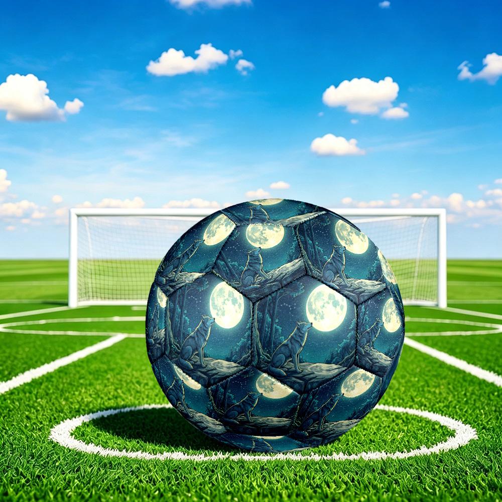 1pc Wolf Moonlight Theme Soccer Ball Football, Size 5, Lightweight PVC, Outdoor Training Soccer Ball,Sports Gift t61462