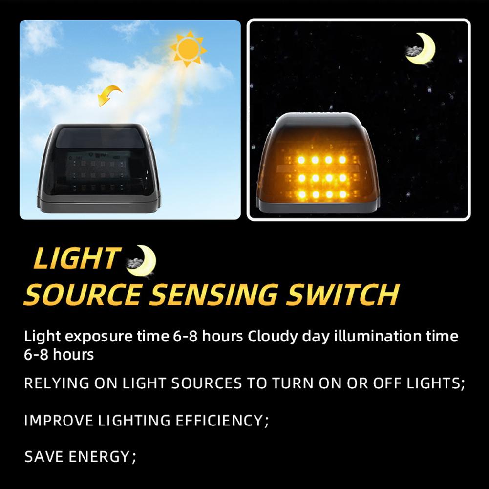 1PC 12LED Car Roof Lights Solar Powered Flashing Lights Cab Punch-Free for Truck Pickup