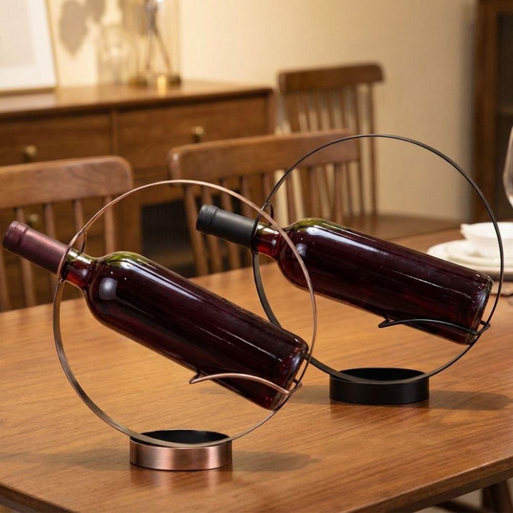 Single Iron Round Wine Rack Freestanding Red Wine Display Rack Modern Wine Bottle Holder  Hotel