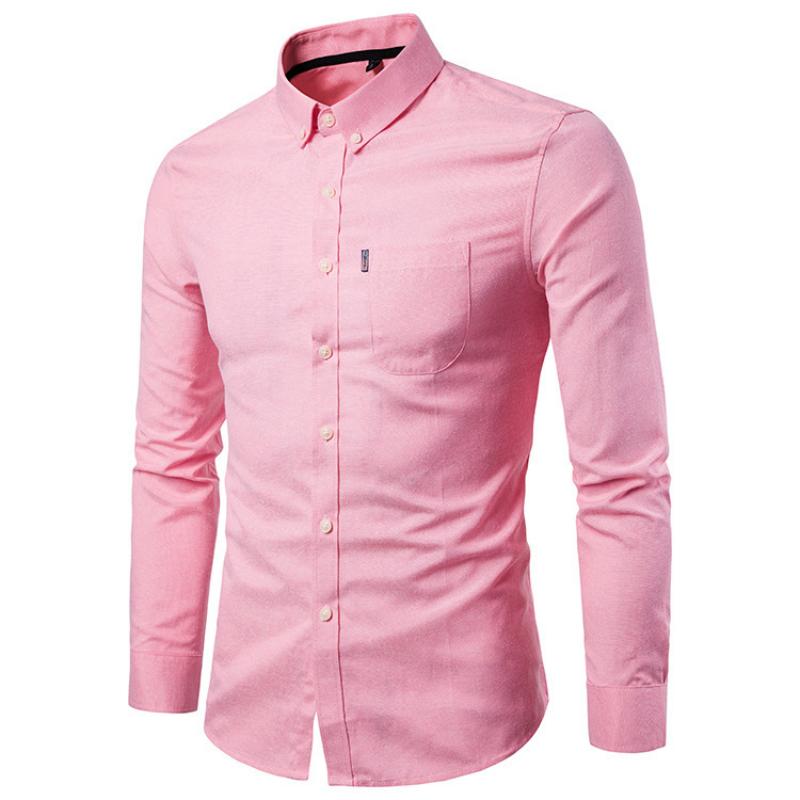 Осенняя новинка, мужская рубашка Oxford Spinning Slim Fit Solid Color Shirt Men's Shirt Long Sleeve Shirt Men's
