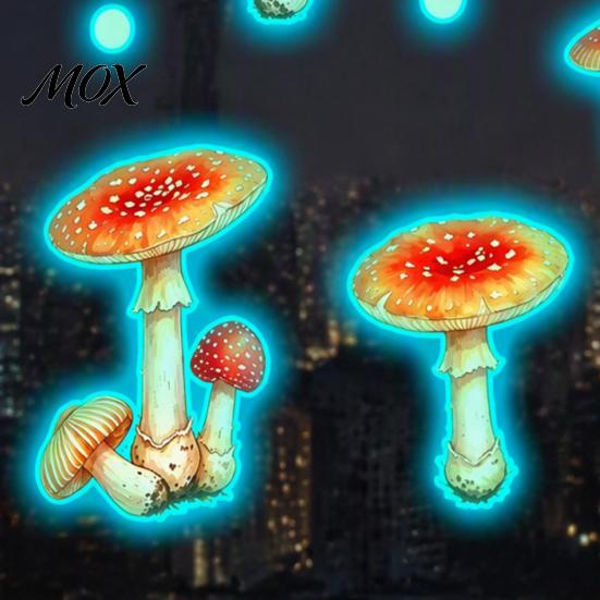 Fantasy Mushroom Decor for Bedroom Glow in The Dark Wall Sticker, Watercolor Woodland Versatile Bathroom Glass Decal Girls Bedroom, Nursery,