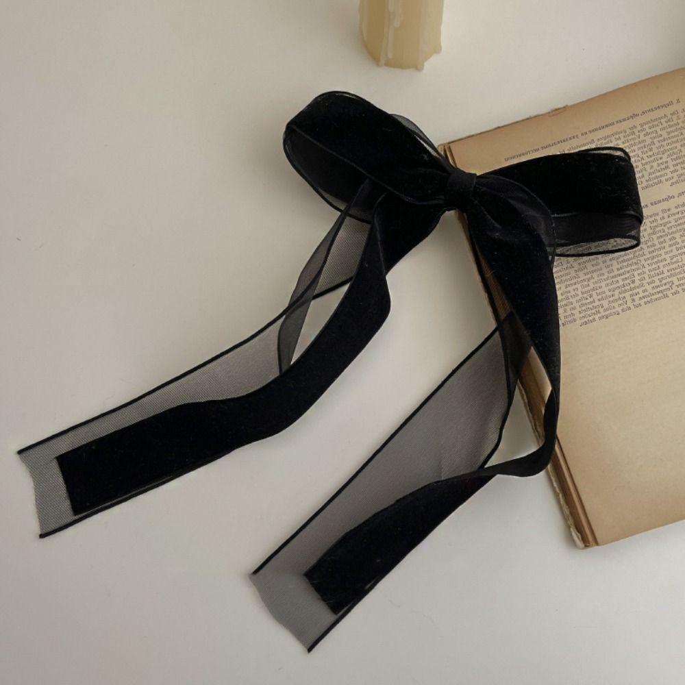 Black Hair Bows Hair Clip Ribbon Hair Ring French Hair Hoop  Lady Girls