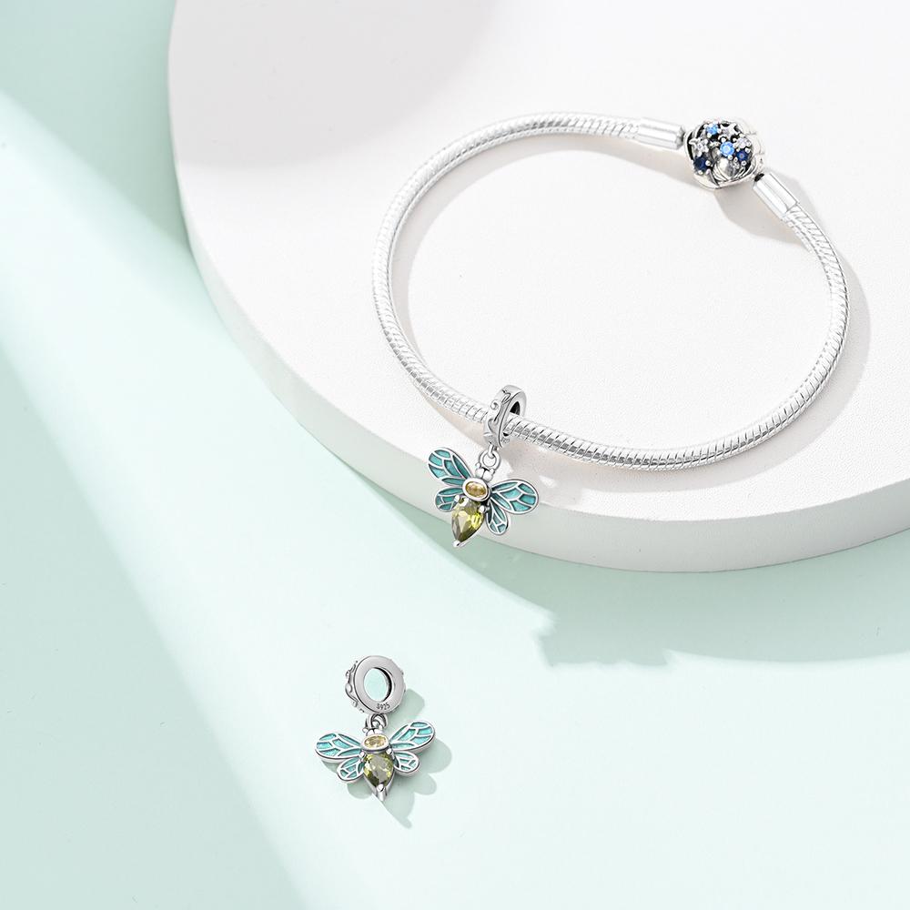 Подвеска Шарм Бусина Медь Милая Пчела Циркон Подвеска Подходит для Оригинального Браслета для Изготовления Ювелирных Изделий Подарок на День Святого Валентина