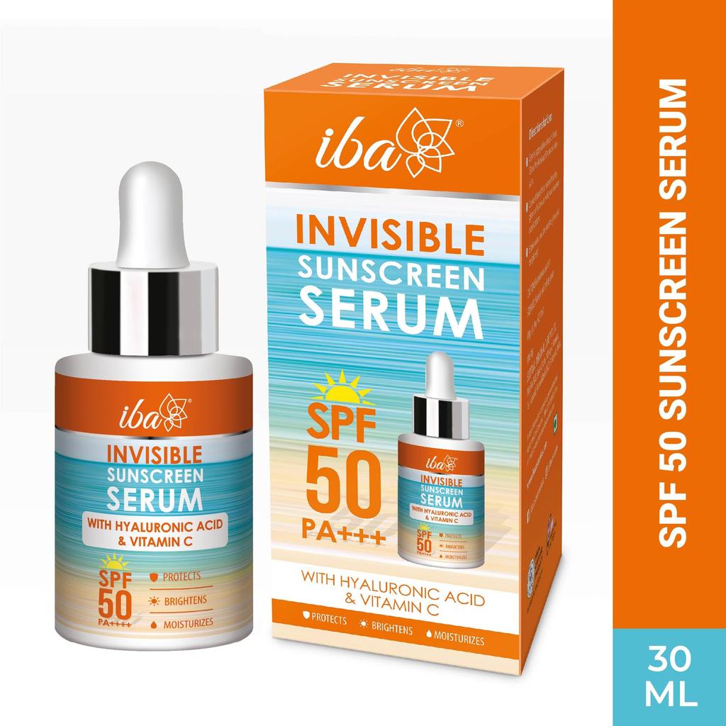 Сыворотка-солнцезащитный крем Iba Invisible Sunscreen Serum SPF 50 PA+++ с гиалуроновой кислотой и витамином C, 30 мл | Защищает от UVA и UVB лучей | Осветляет и увлажняет | Легкая