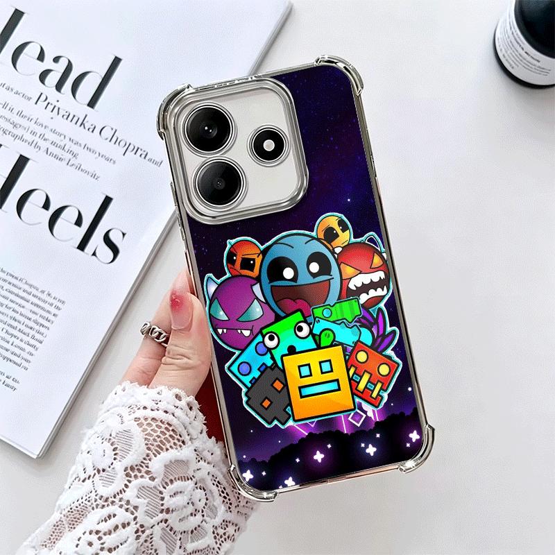 Игровой чехол Geometry Dash с покрытием для телефона Xiaomi Redmi Note 14 15 Pro Plus 13 12 11 11S 11T 10 9S 9 5G, противоударный чехол с подушкой безопасности