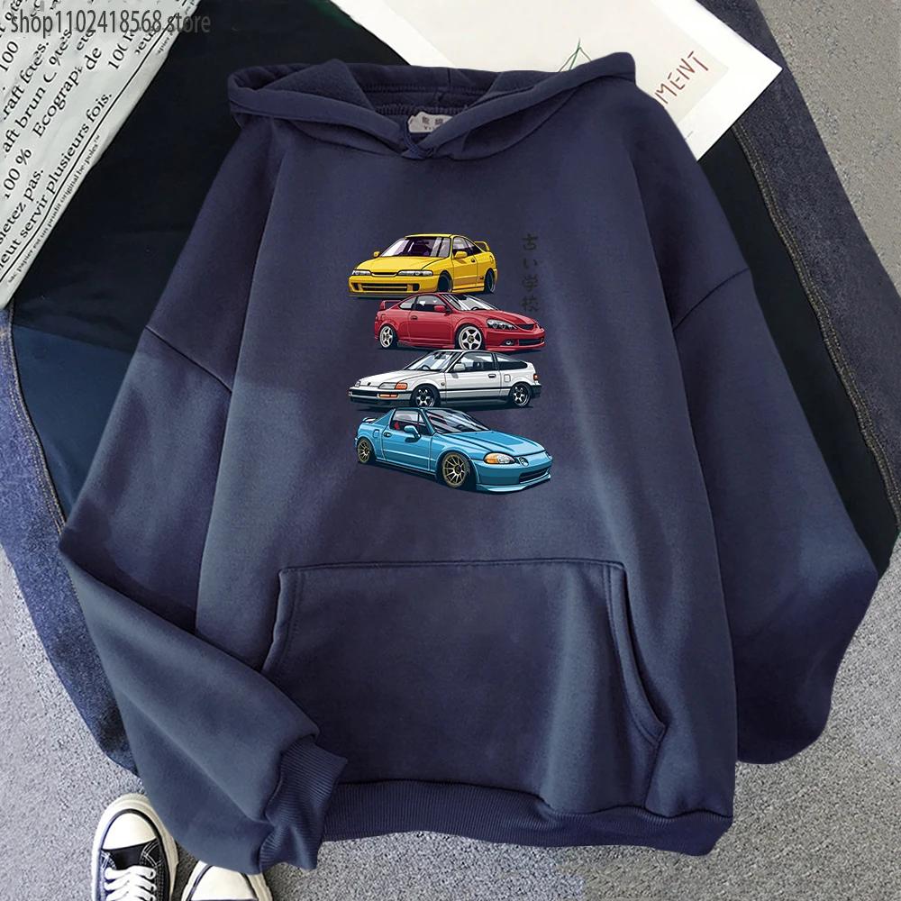 Аниме Initial D Hoodie JDM Mix Civic CRX Integra Print Sweatshirts Men Tops Hooded Streetwear Women Long Sleeve Sudadera