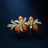 Retro Orange Brooch for Women, High-end Fruit and Leaf Brooch, Artistic and Versatile, Elegant Corsage