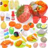 Милый набор для игры в «Камень» с продуктами и ящиком для хранения - Морепродукты, Овощи, Фрукты - Развивающая игрушка для мальчиков и девочек - Подарок на день рождения -