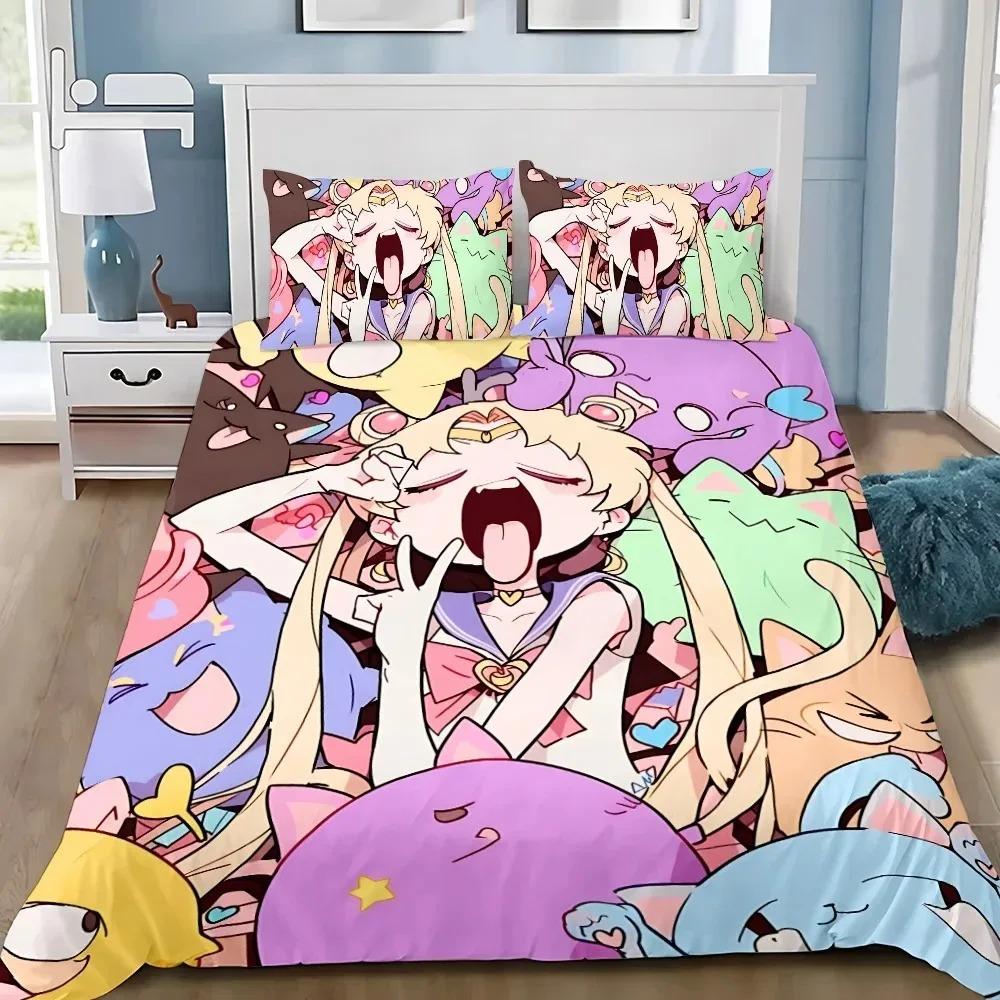 Sailor Moon Anime Bedding Set Duvet Cover 100% Microfiber Suitable For Children And Adults 2/3-Piece Set Anime Quilt Cover
