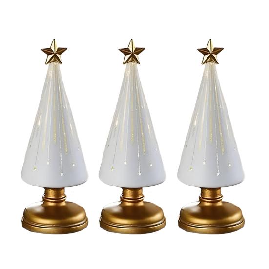 1/3Pcs Christmas Tree Decor with LED Light Built-in Timer Gradient Xmas Tree Sculptures Festive Home Decor