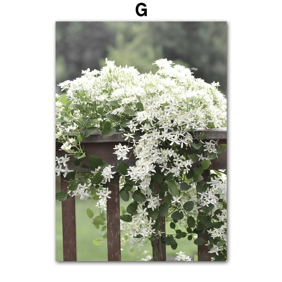 White Flower Dandelion Green Hill House Wall Art Canvas Painting Nordic Posters And Prints Wall Pictures For Living Room Decor