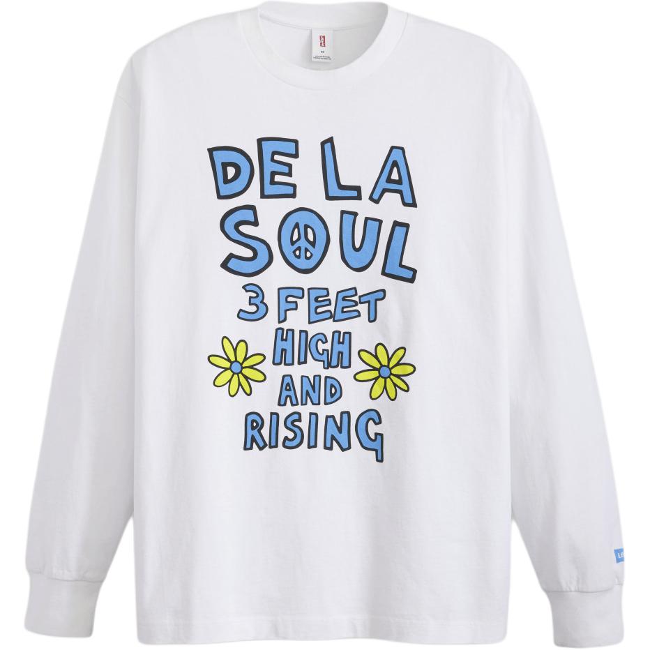 Коллаборация Levis X De La Soul Осень/Зима 25 Логотип Принт Свободный Повседневный Удобный Длинный рукав Футболка Мужские топы 004EY-0000