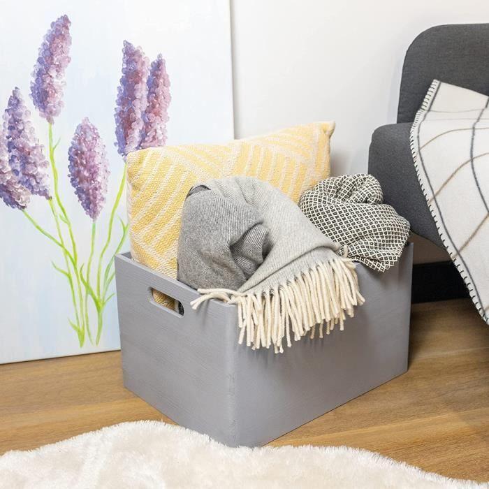 Caisse de Rangement - Creative Deco - 39 x 29 x 23 cm - Bois Naturel - Poignées - Contemporain