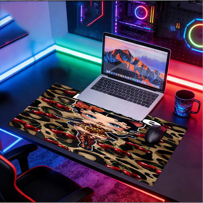 Custom Name Personalized Betty Boop Pattern Mousepad, Laptop PC Desk Mat, Decorative Desk Mat for Home Keyboard Pad Gift