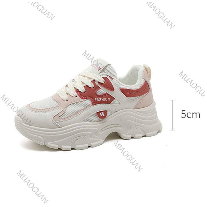 Fashion Fashion Women Breathable Sneakers Spring Summer Mesh Lace-up Casual Walking Shoes Ladies Versatile Platform Mixed Color Tennis