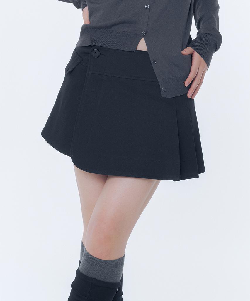 Miseki Seoul Omoi Pleats Wrap Skirt Black