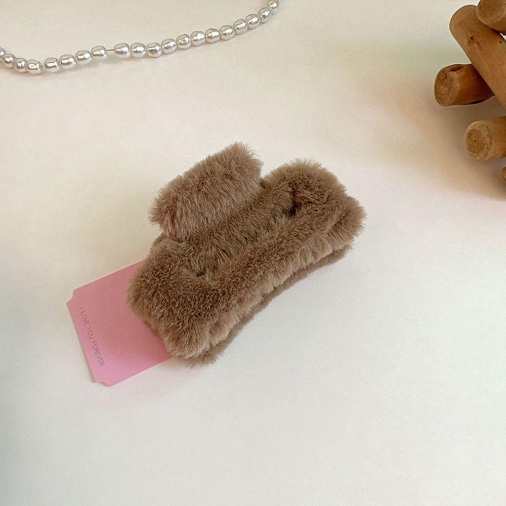 Square Hair Clip Ponytail Holder Large Shark Clip Creative Plush Hair Claw Streetwear
