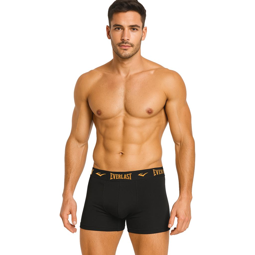 EVERLAST Men's Boxers 4 Pieces Cotton Underwear Black Color Logo