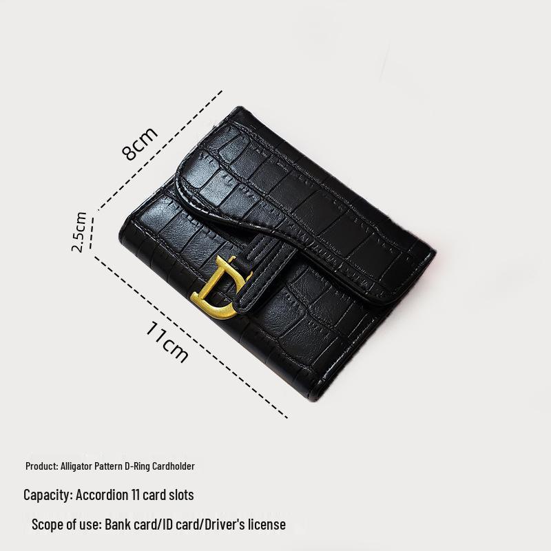 Новый держатель для карт с D-кольцом и узором крокодиловой кожи и женский кошелек для монет: Короткий, Большой вместимости, Складной, Антимагнитный, Горячий дизайн на молнии.
