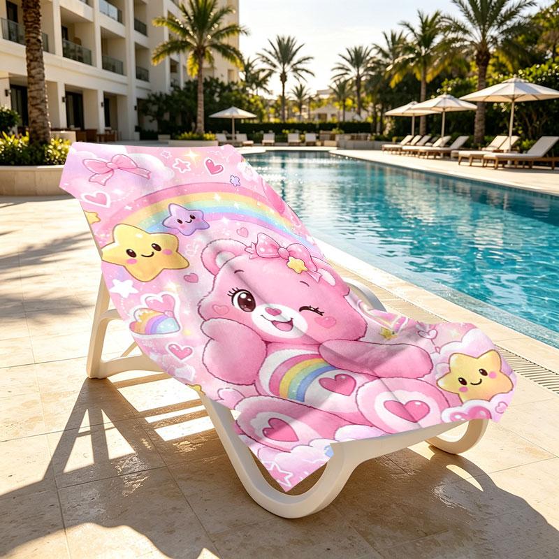 Care Bears Print Beach Towel Design, Soft, Lightweight. for Home Bathroom, Spa, Pool, Yoga, Surfing, Camping, Gift for Family, Friend
