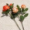 Искусственная роза со стеблем, зеленые листья, реалистичный искусственный цветок, украшение для свадебной вечеринки, домашнего офиса, стола, искусственная цветочная ветка, украшение
