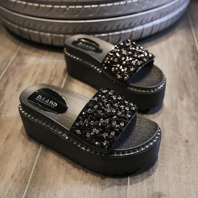 Женские тапочки и сандалии на платформе, толстые туфли, распродажа, оригинальные сандалии Vip H 2024 года, трендовые хлопушки