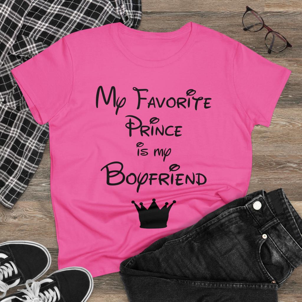 Prince Boyfriend Shirt | Prince Gift | Prince Charming | Favorite Prince is my Boyfriend - Women's Midweight Cotton Tee