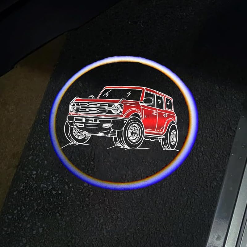 Good product2Packs Car Door Lights Car Door Shadow Lights Projector Welcome Courtesy Lights fit for Bronco Mustang Accessories -Blue