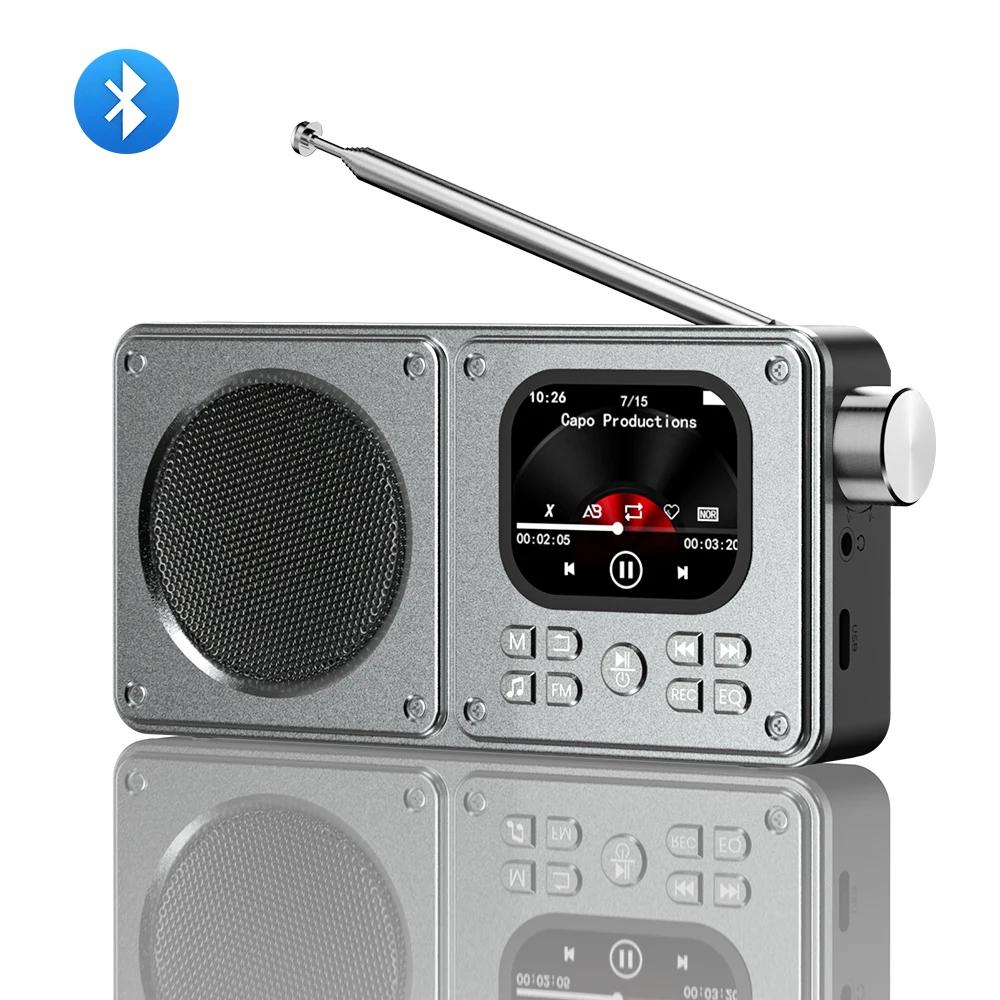 Портативный FM-радио MP3 Беспроводной BT5.4 Bluetooth-динамик с ЖК-экраном Часы Тексты песен Дисплей Антенна AUX вход, TF карта, видео