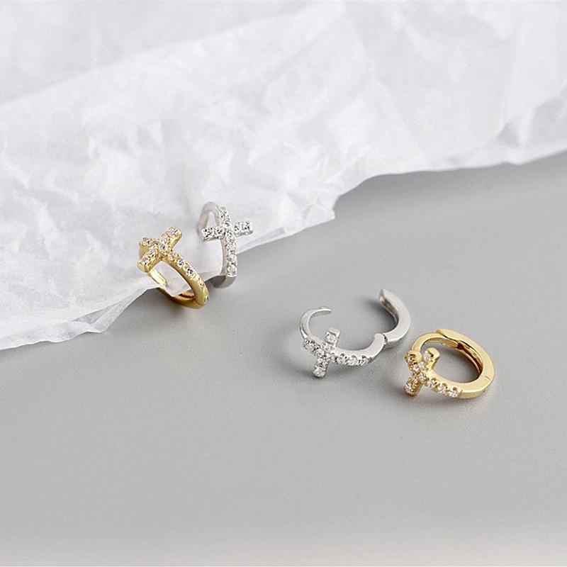 Серьги, Цирконий Крестовина Ухо Пряжки Ins Стиль Ниша Дизайн Серьги Модные Серьги