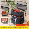 New Double-Layer Lunch Bag Insulated Bag Multifunctional Waterproof Lunch Bag Outdoor Picnic Fresh-Keeping Crossbody Cooler Bag-Border