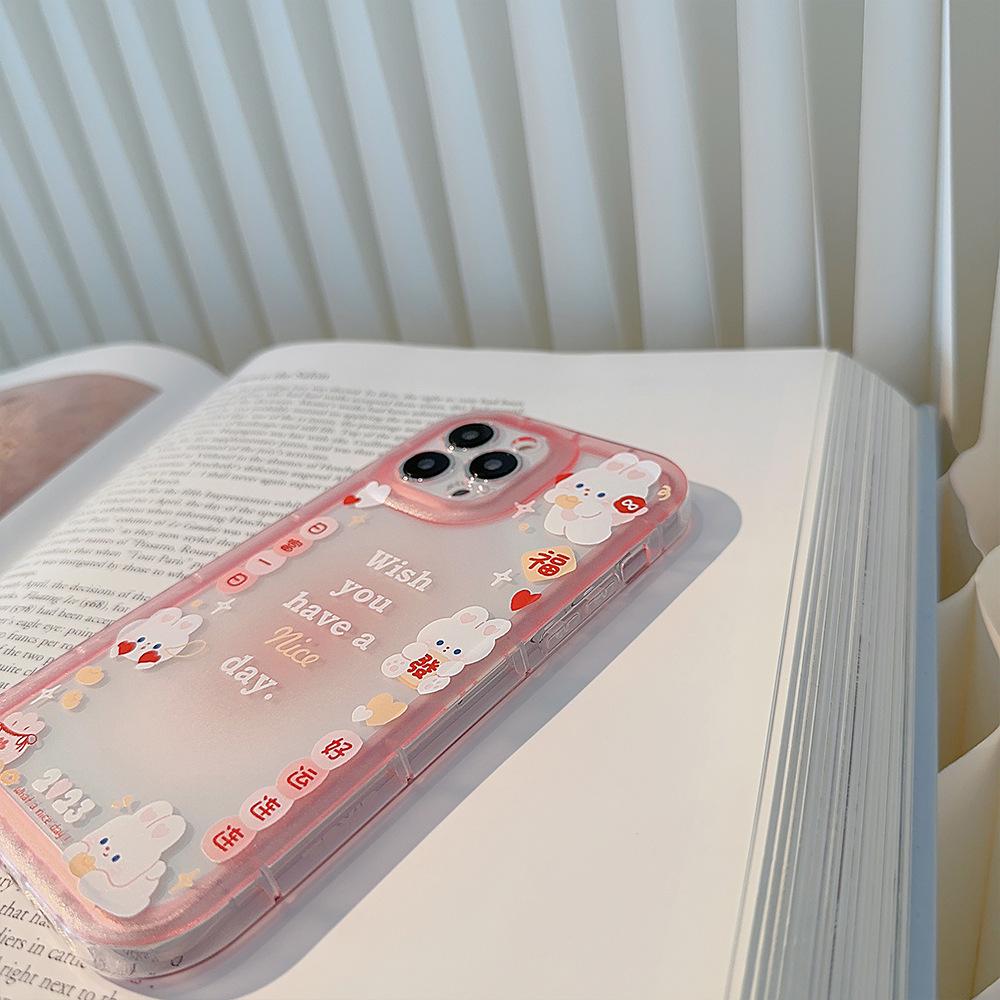 Ins Pink Rabbit Bunny Rich 2023 Защитный чехол для Iphone 13 12 Promax 14 Pro Max Plus 11promax Чехол для телефона с рисунком Conque