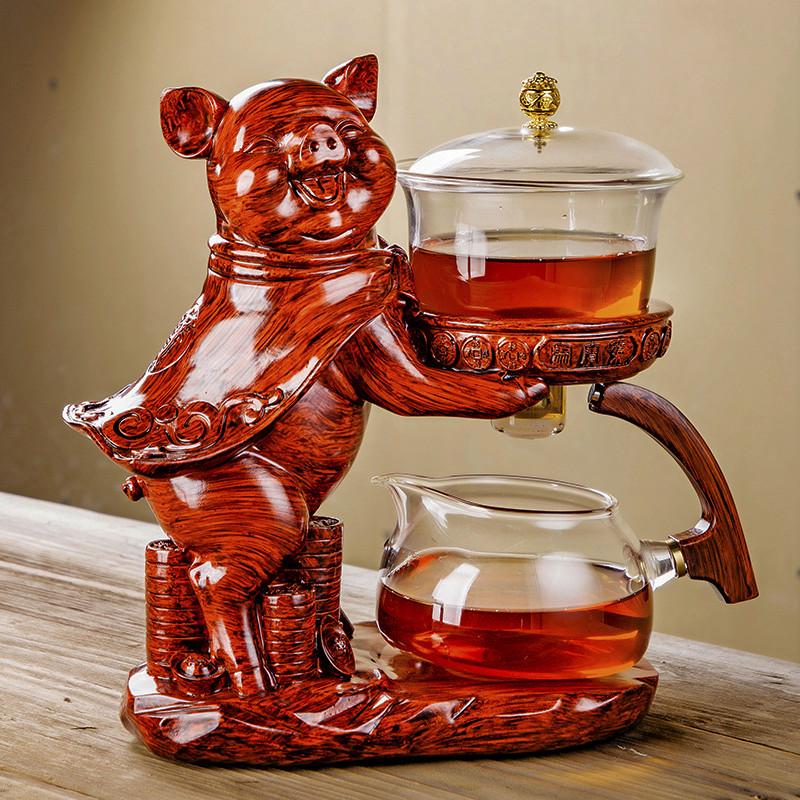 Творческий автоматический чайник для заваривания чая, магнитный отвод воды, термостойкий чайный сервиз для кунг-фу, китайский стеклянный чайный сервиз