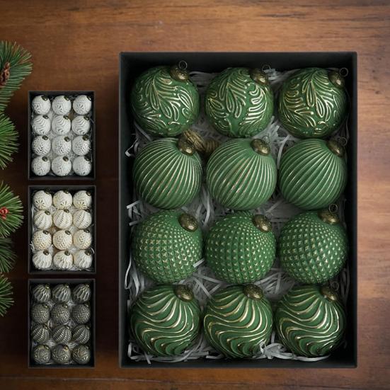 12 Pcs Christmas Ball Ornaments 3.15inch Shatterproof Plastic Balls Rustic Vintage Xmas Tree Hanging Decoration for Wedding Party Holiday Home Decor